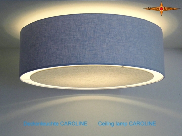 Blaue Deckenlampe CAROLINE Ø45 cm mit Diffusor aus Leinen