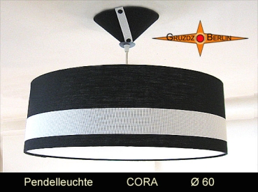 Grosse Loungeleuchte COCO Ø60 cm Pendellampe schwarz weiß Diffusor
