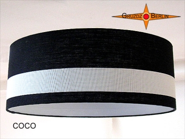 Lampenschirm schwarz weiss COCO Ø60 cm Leinenlampenschirm