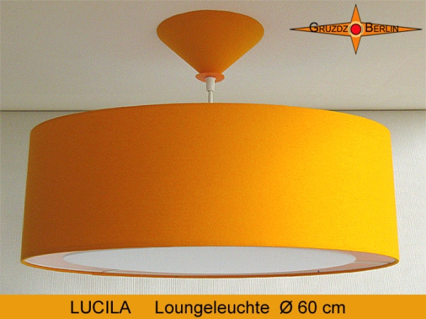 Grosse Loungeleuchte gelb LUCILA Ø60 cm Hängelampe mit Diffusor Sonnengelb