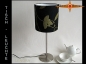 Preview: Little table lamp black LENORA linen with gold flowers