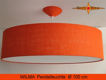 Orange Loungeleuchte XXL WILMA Ø100 cm Pendellampe orange Jute mit Diffusor
