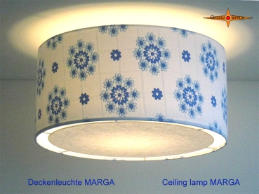 Deckenlampe aus Vintagestoff  Ø60 cm MARGA Deckenleuchte mit Diffusor