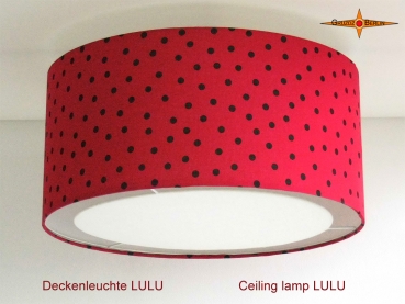 Rot schwarze Deckenlampe mit Punkten LULU Ø45 cm mit Lichtrand Diffusor