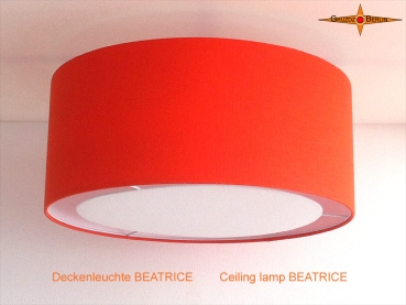 Orange Deckenlampe aus Leinen BEATRICE Ø70 cm Deckenleuchte mit Diffusor
