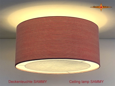 Rot weiss gestreifte Deckenlampe Ø 60 SAMMY cm mit Diffusor aus Leinen