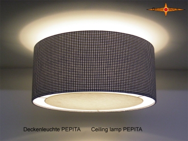 Deckenlampe PEPITA Ø45 cm schwarz weiß kariert mit Lichtrand Diffusor