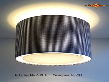 Deckenlampe PEPITA Ø45 cm schwarz weiß kariert mit Lichtrand Diffusor