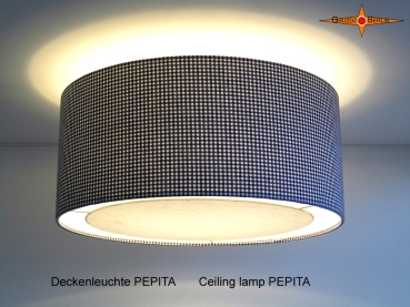 Deckenlampe PEPITA Ø70 cm schwarz weiß kariert mit Lichtrand Diffusor