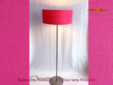 Pink Stehlampe ROSADA Stehleuchte aus pink farbenem Leinen