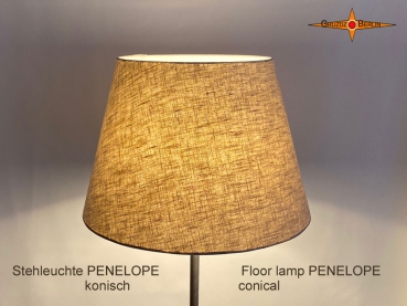 Stehlampe mit konischem Lampenschirm aus naturfarbenem Leinen PENELOPE Stehleuchte Landhausstil