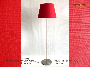 Floor lamp with conical lampshade made of red linen PATRICIA