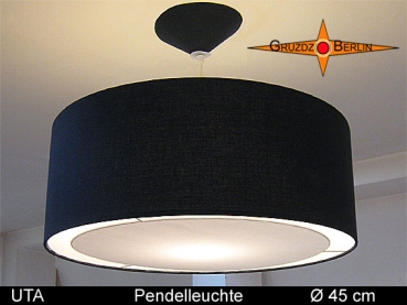 Lamp UTA Ø 45 cm, pendant lamp with light edge and canopy, black