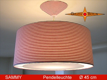 Gestreifte Hängelampe Ø45 SAMMY Diffusor Leuchte Rot Weiss
