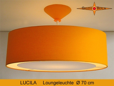 Grosse gelbe Lampe LUCILA Ø70 cm Hängelampe mit Diffusor Sonnengelb