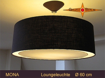 Braune Loungeleuchte MONA Ø 60 cm Pendellampe mit Lichtrand und Baldachin