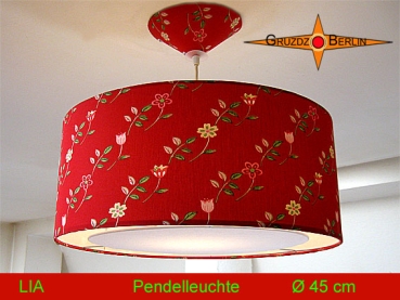 Hängelampe rot LIA Ø45 cm Pendellampe mit Diffusor Lichtrand