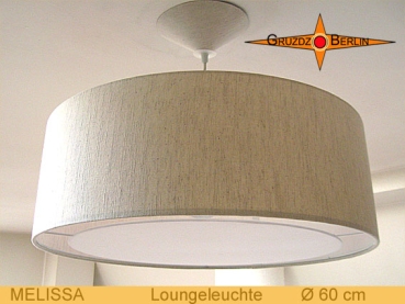 Hängelampe aus Leinen MELISSA Ø60 cm Pendelleuchte mit Lichtrand Diffusor