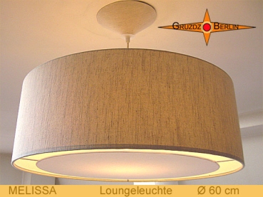 Hängelampe aus Leinen MELISSA Ø60 cm Pendelleuchte mit Lichtrand Diffusor