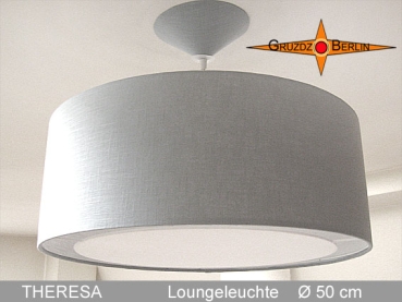 Lounge lamp THERESA Ø 50 cm pendant lamp with light edge and canopy, linen