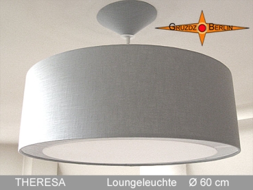 Loungeleuchte THERESA Ø 60 cm, Pendellampe mit Lichtrand und Baldachin