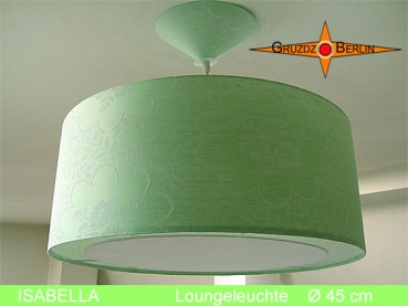 Grüne Hängelampe ISABELLA Ø45 cm Damastleuchte mit Diffusor Lichtrand