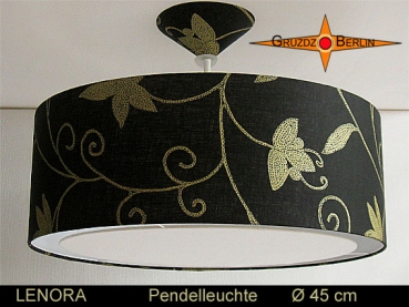 Loungeleuchte schwarz gold LENORA Ø45 cm Hängelampe Lichtrand Diffusor