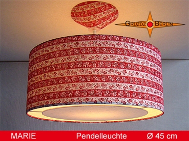 Vintage Pendellampe MARIE Ø45 cm Hängelampe mit Diffusor rot weiss