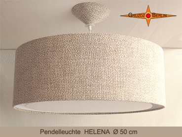 Hängelampe aus Naturleinen mit Lichtrand Diffusor