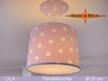 Kleine Hängelampe LILA Ø 25 cm mit Punktemuster und Diffusor
