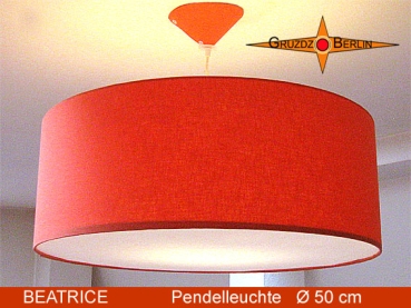 Loungeleuchte BEATRICE Ø 50 cm Pendelleuchte mit Diffusor und Baldachin Orange
