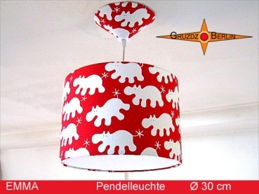 Kinderlampe EMMA Ø30 cm Pendelleuchte Nilpferd rot