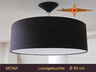 Pendellampe aus dunkelbraunem Leinen MONA Ø60 cm Loungeleuchte mit Diffusor