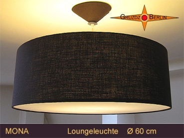 Pendellampe aus dunkelbraunem Leinen MONA Ø60 cm Loungeleuchte mit Diffusor