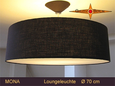 Braune Loungeleuchte MONA Ø 70 cm Pendellampe mit Diffuser und Baldachin