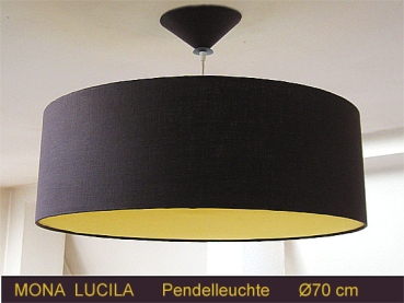 Brown lounge light MONA LUCILA Ø 70 cm pendant lamp with yellow diffuser