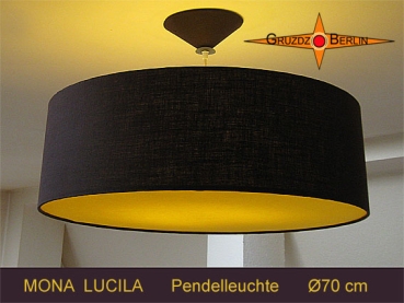Brown lounge light MONA LUCILA Ø 70 cm pendant lamp with yellow diffuser