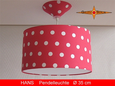 Leuchte HANS Ø35 cm Hängelampe gepunktet ROT Weiss