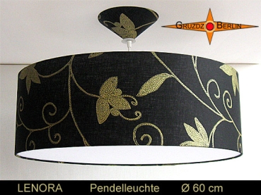 Pendelleuchte Schwarz Gold LENORA Ø60 cm Hängelampe mit Diffusor