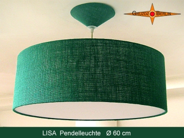 Loungeleuchte LISA Ø 60 cm Pendellampe mit Diffusor und Baldachin grüne Jute