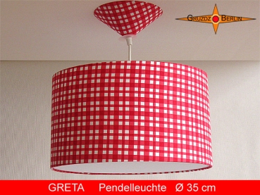 Checkered lamp red white GRETA Ø35 cm hanging lamp red white