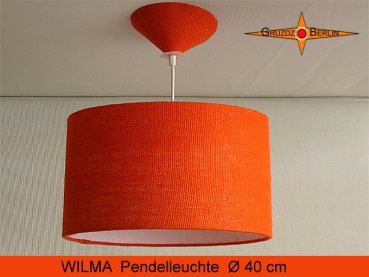 Leuchte WILMA Ø 40 cm Pendellampe mit Diffusor orange Jute