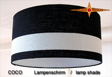 Lampenschirm Schwarz weiss Leinen COCO Ø45 cm  Zylinderlampenschirm
