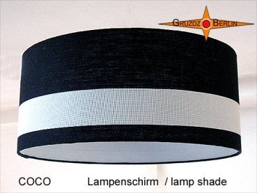Lampenschirm schwarz weiss COCO Ø50 cm Leinenlampenschirm