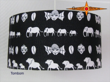 Schwarzer Lampenschirm TOMBOM Ø 40 cm Afrika Design mit Elefanten