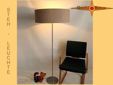 Floor lamp made of natural linen CORA floor lamp brown