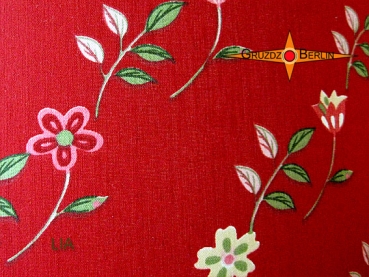 Rote Tischlampe LIA rote Tischleuchte mit Blütenmuster