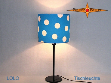 Blue table lamp with dots LOLO table lamp points on blue