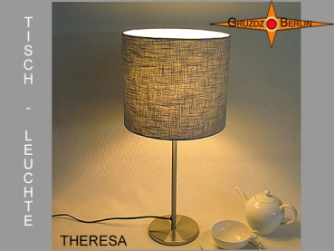Tischleuchte THERESA Ø 25 cm Leinen lichtgrau
