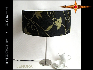 Tischleuchte schwarz gold LENORA Tischlampe Leinen